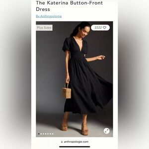 NWT Katerina Button/Front Dress in Black by Anthropologie